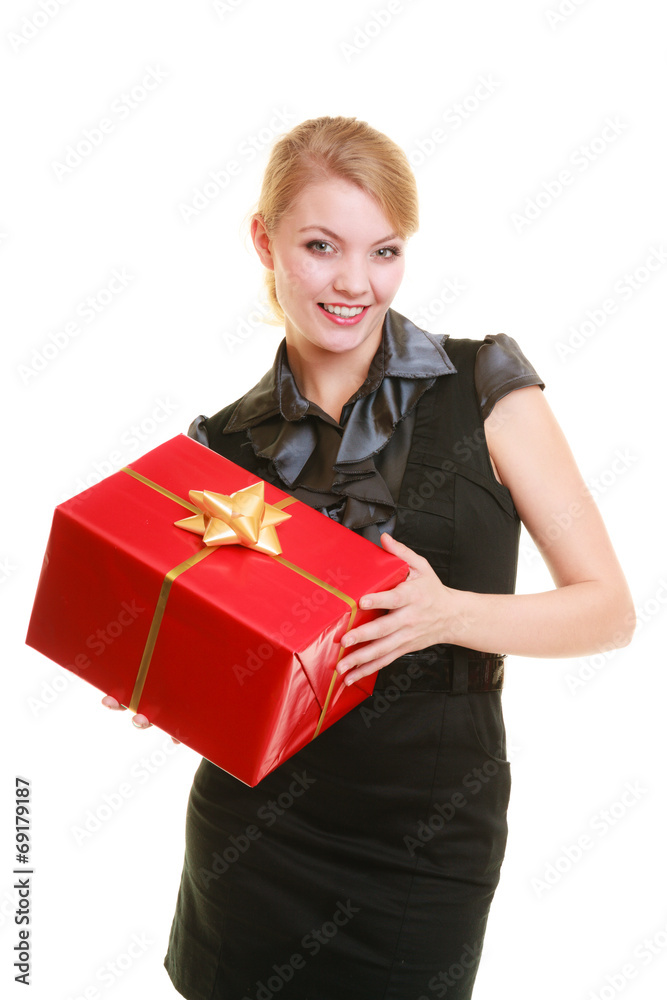holidays love happiness concept - girl with gift box