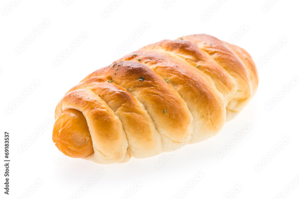 Sausage bread isolated on white Sausage bread isolated on white