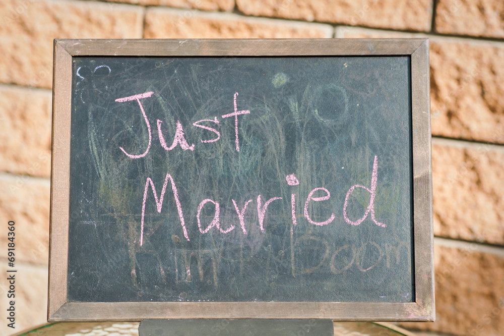 Fototapeta premium just married decoration for wedding