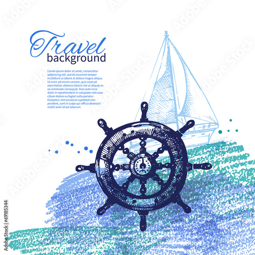 Travel vintage background. Sea nautical design.