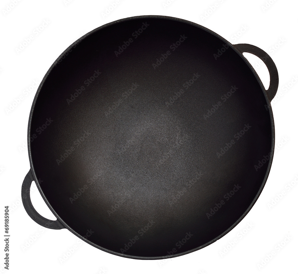 Empty iron wok. Empty iron wok.