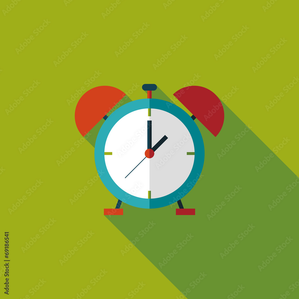 alarm clock flat icon with long shadow,eps10 alarm clock flat icon with long shadow,eps10