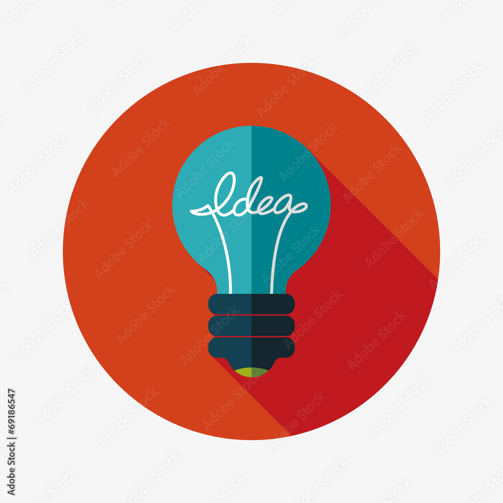 Light bulb flat icon with long shadow,eps10