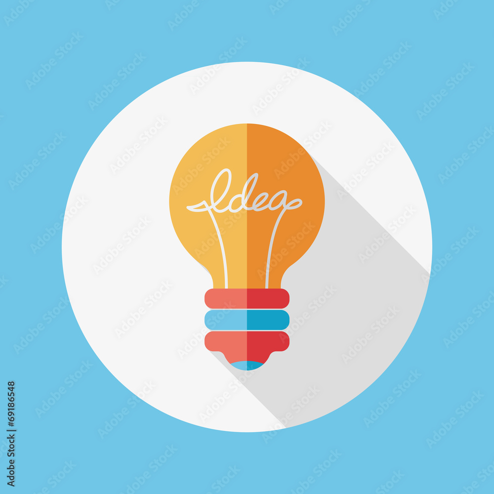 Light bulb flat icon with long shadow,eps10 Light bulb flat icon with long shadow,eps10