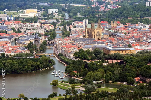 Vue aérienne de la ville de Metz - Moselle - France