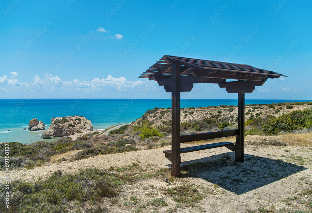 bench with roof facing Ahrodite's birthplace bench with roof facing Ahrodite's birthplace
