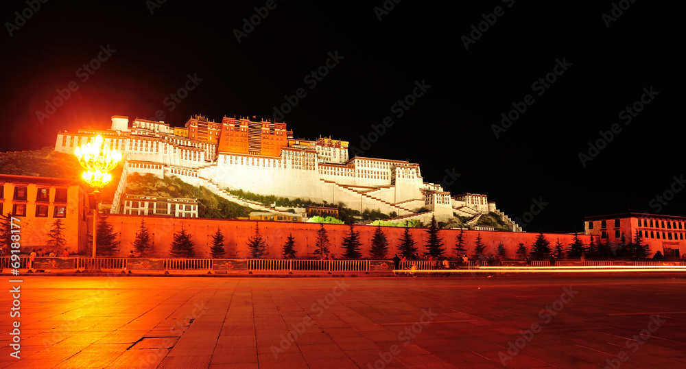 night scene in potala palace ,tibet ,china 