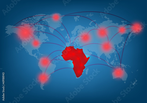 ebola virus plague map concept, vector illustration
