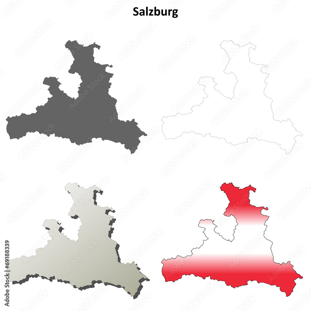 Naklejka premium Salzburg blank detailed outline map set