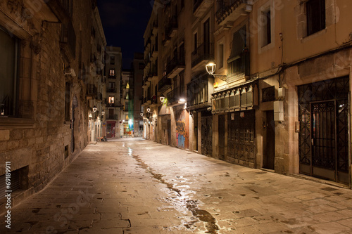 Barri Gotic at Night in Barcelona