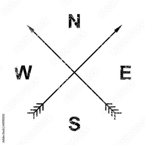 Compass, arrows, grunge design