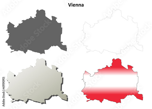 Vienna blank detailed outline map set