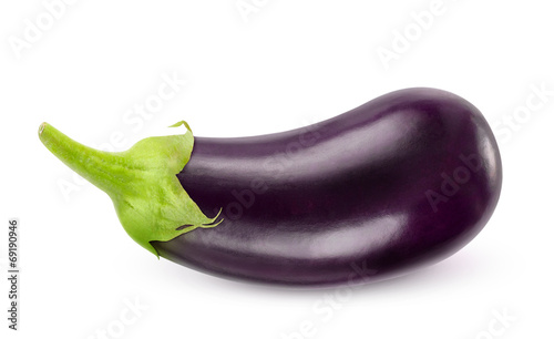 Isolated eggplant. One fresh eggplant over white background, with clipping path