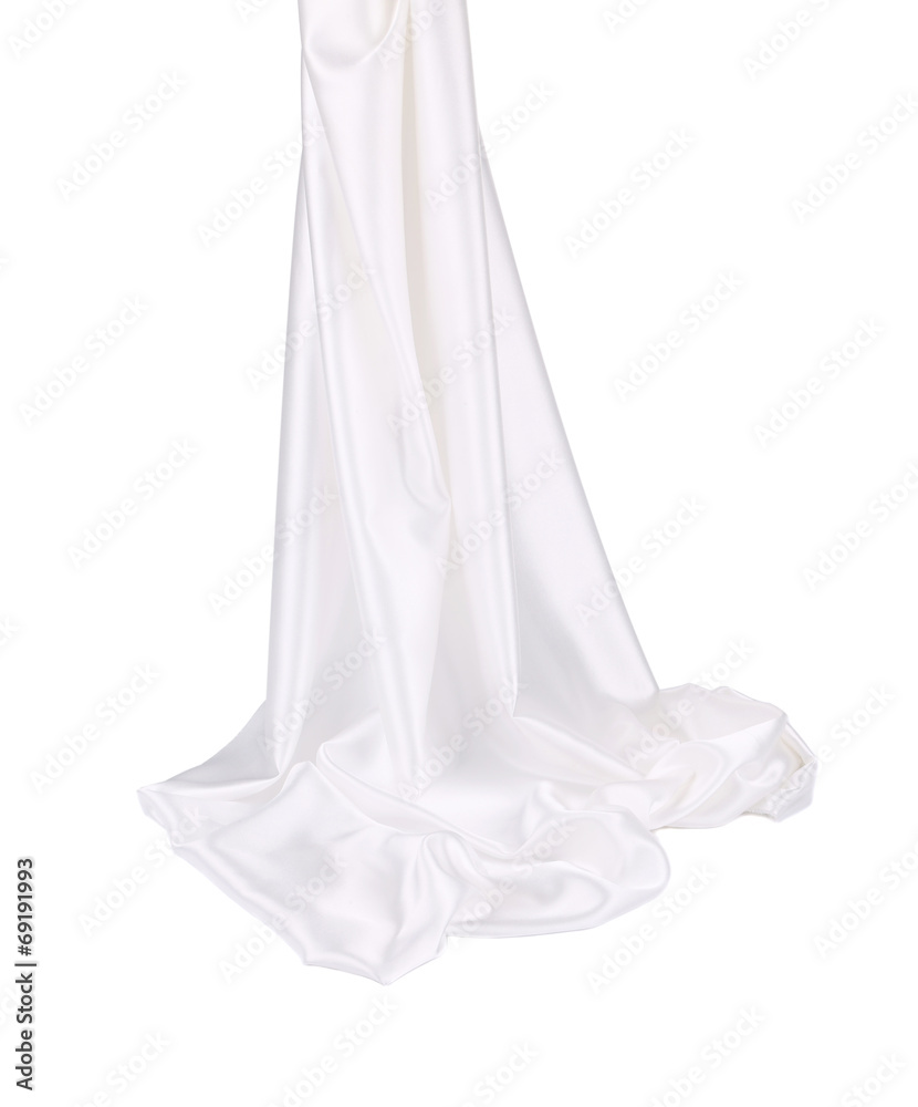 Shiny white silk drapery.