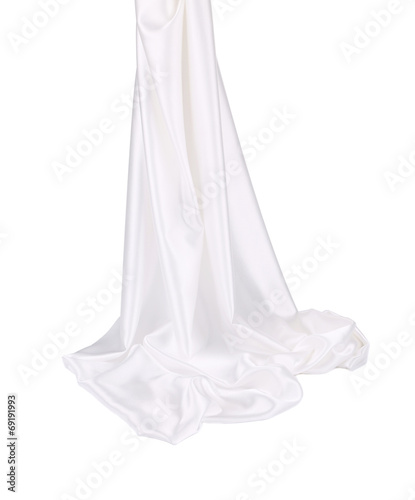 Shiny white silk drapery.