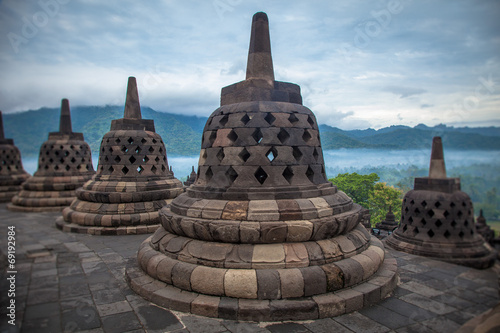 Top Borobudur Temple, Yogyakarta, Java, Indonesia.