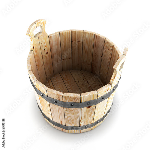 Open wooden bucket