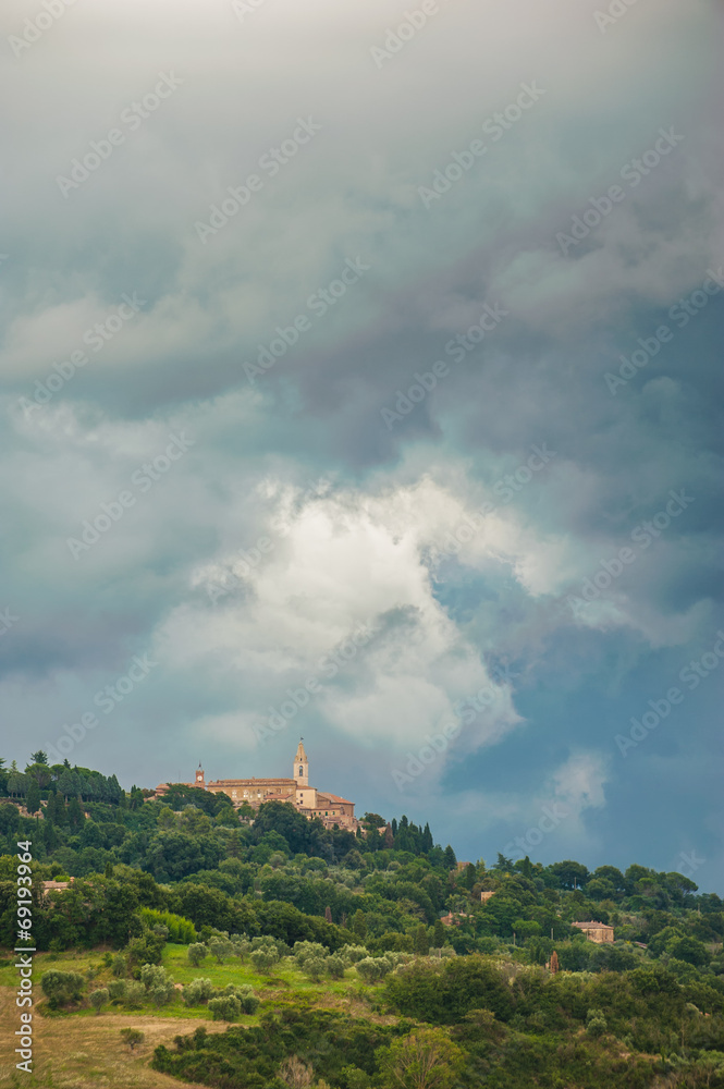 Beautiful Tuscan rural scenery atmosphere in storm Beautiful Tuscan rural scenery atmosphere in storm