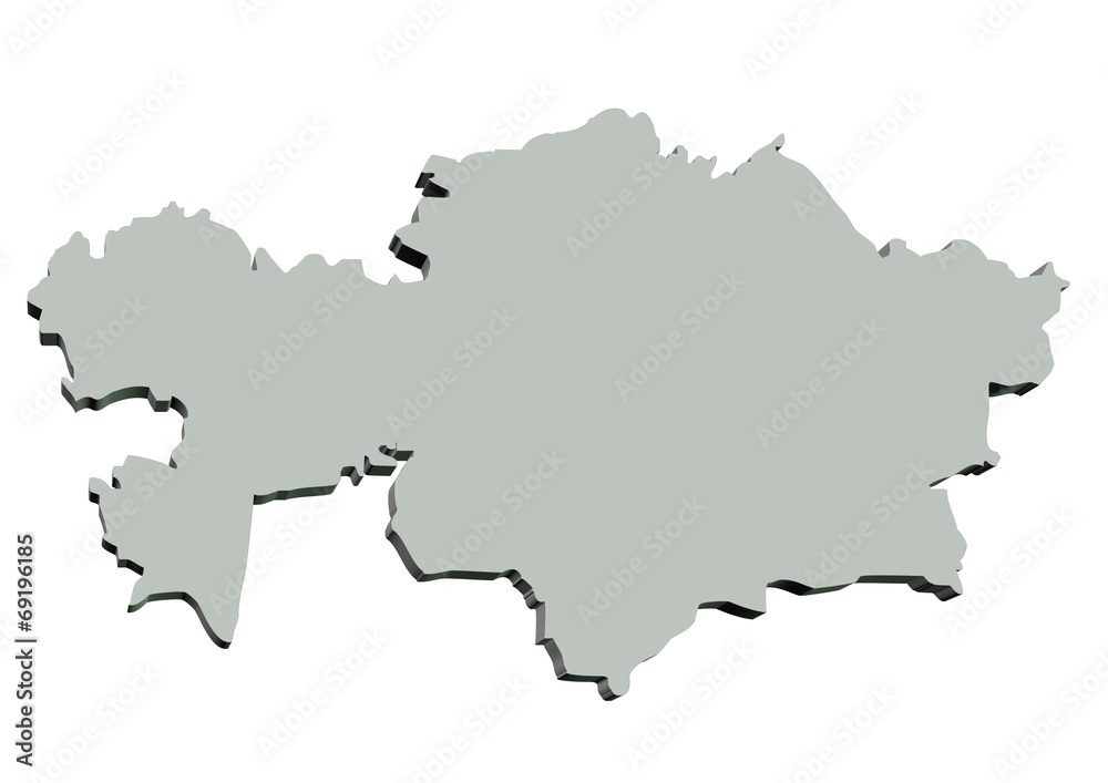 gri renkli kazakistan haritası