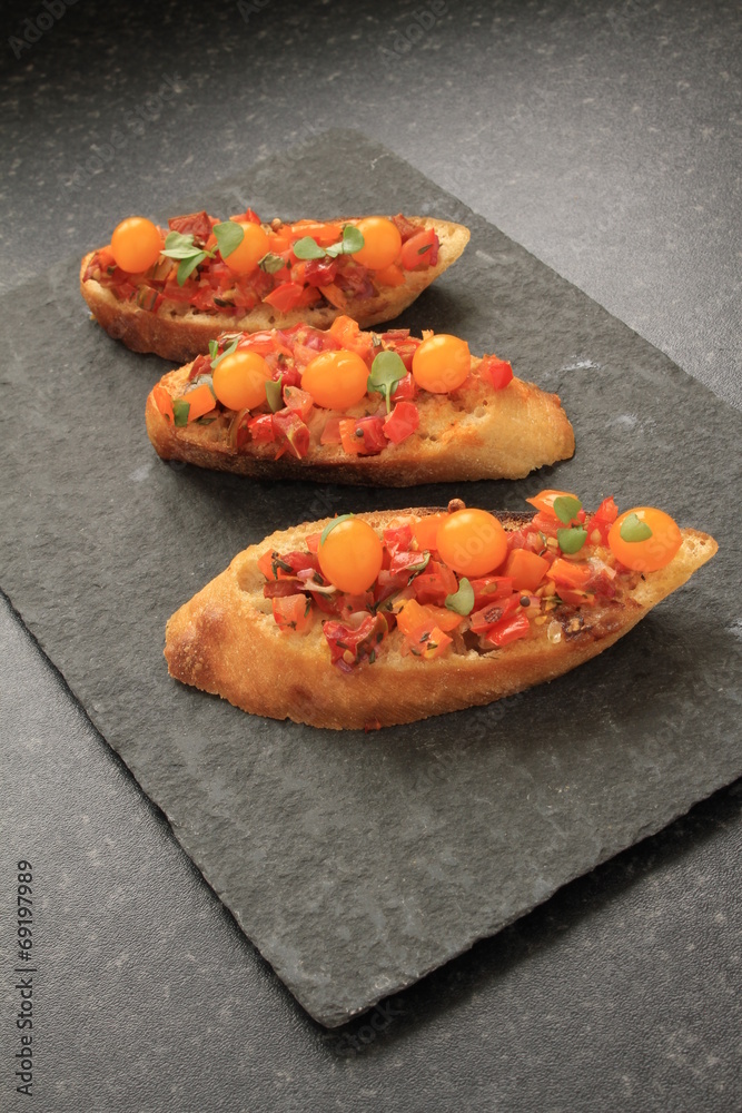 bruschetta with orange tomatoes