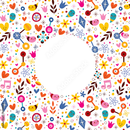 nature love harmony hearts flowers circle frame background