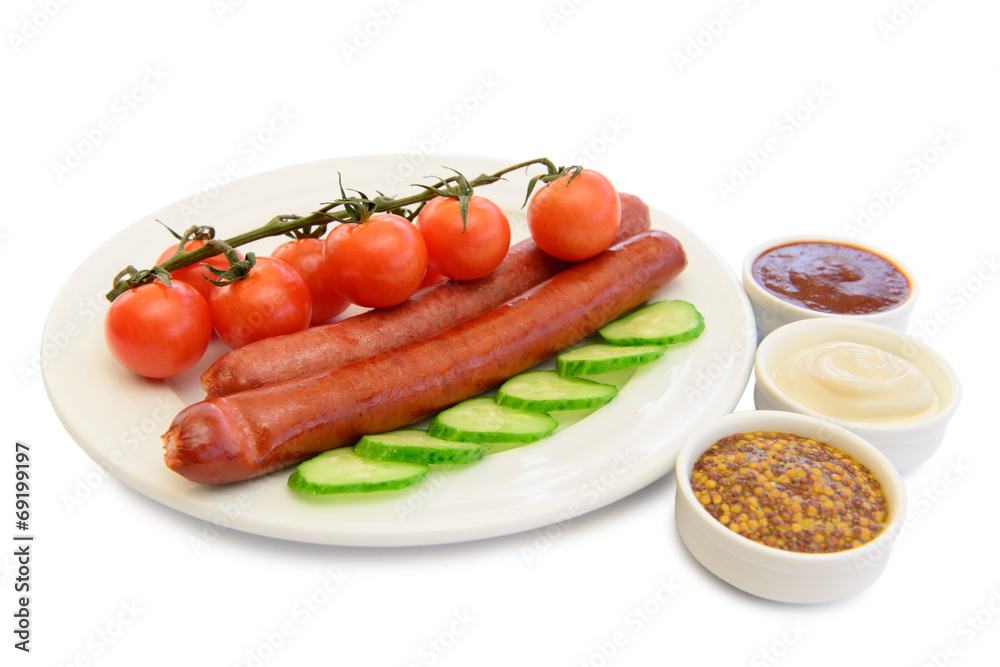 grilled sausages with salad