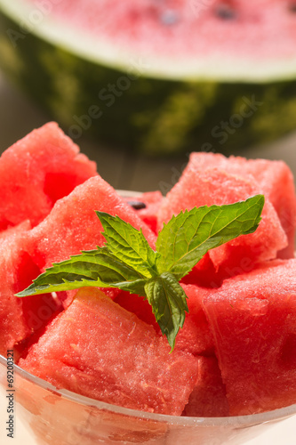 Sliced ripe watermelon closeup shot