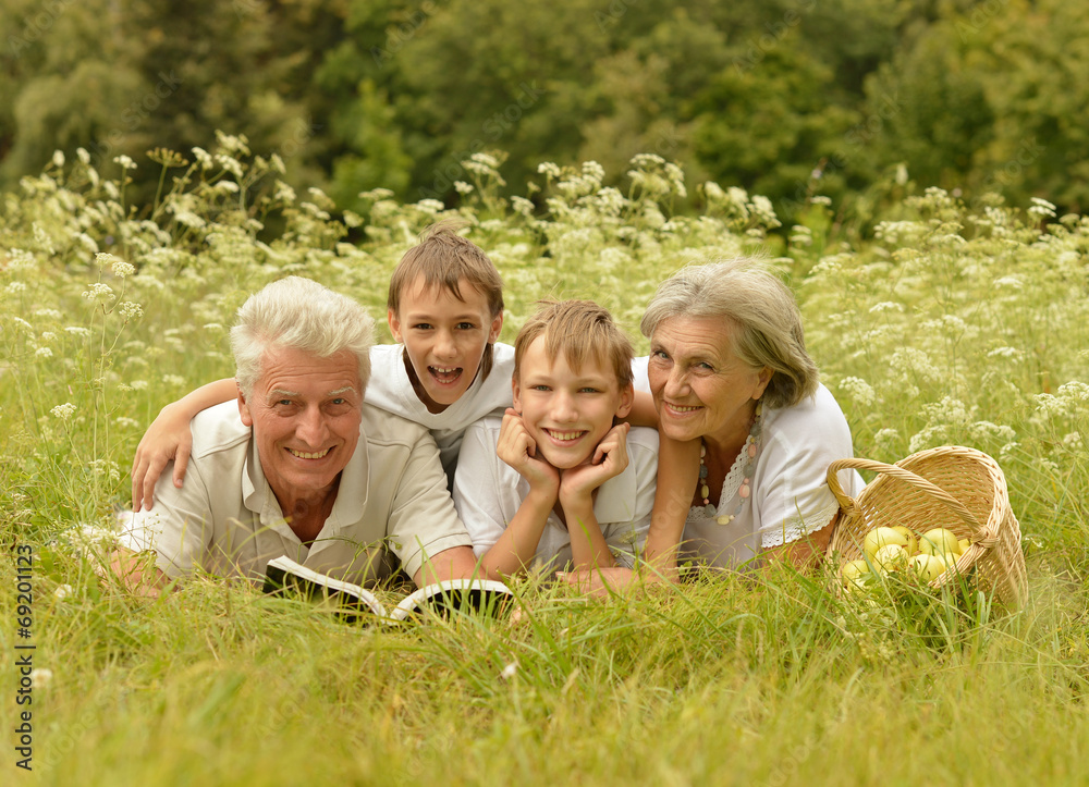 Fototapeta premium Happy family in forest