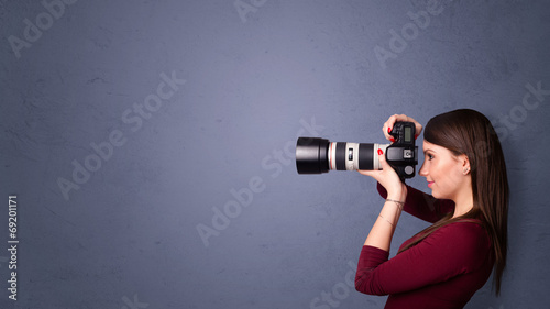 Photographer shooting images with copyspace area