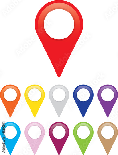 Illustration of set of bright map pointers