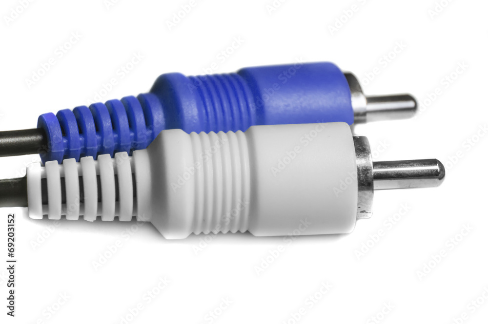 Blue white audio video jacks