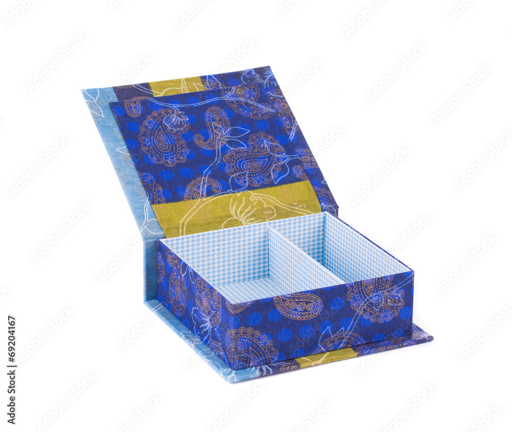 Handmade boxes with art materials for decor.