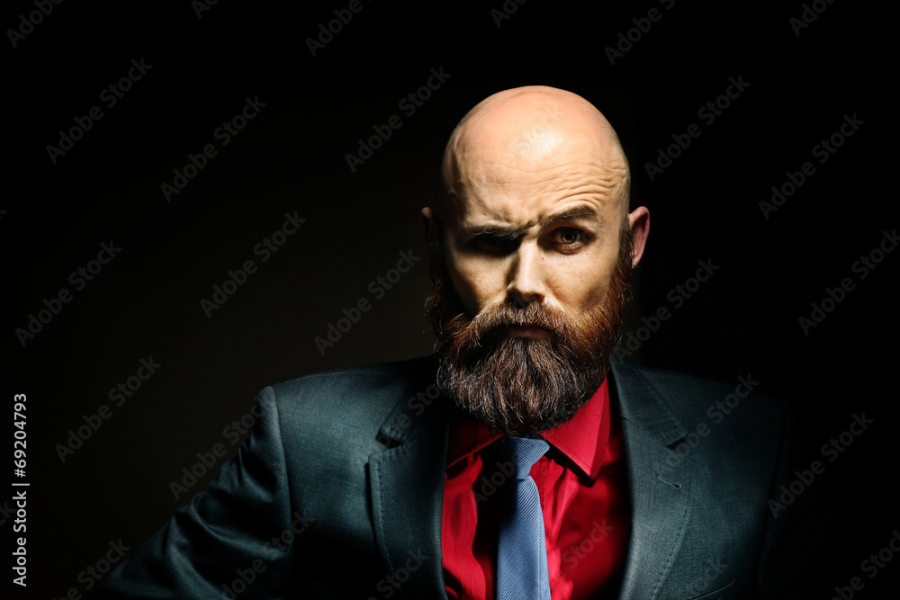 bearded in a suit and tie, businessman
