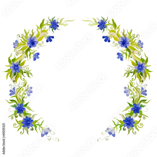 watercolor bright beautiful flower wreath for decoration