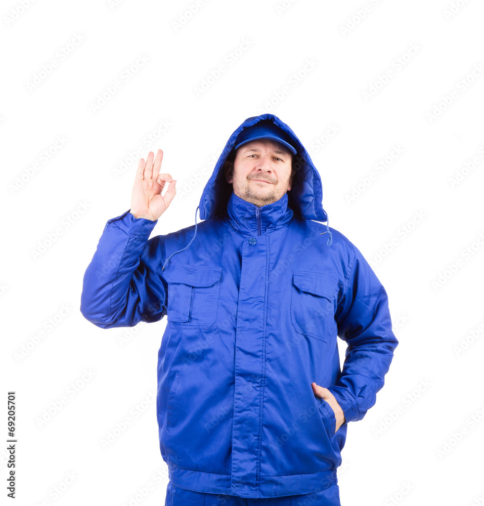 Man in winter workwear. Man in winter workwear.