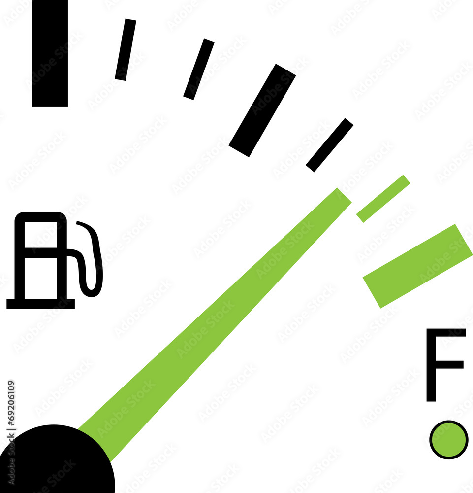 Illustration of a Fuel Gauge on White Background