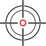 Illustration of a crosshair reticle on a white background