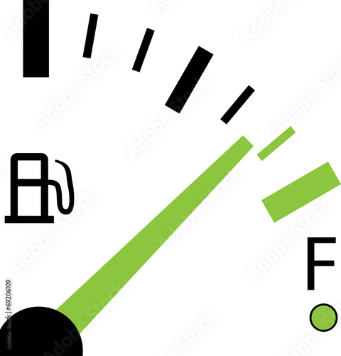 Illustration of a Fuel Gauge on White Background