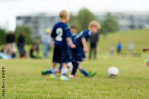 Three blurred soccer kids