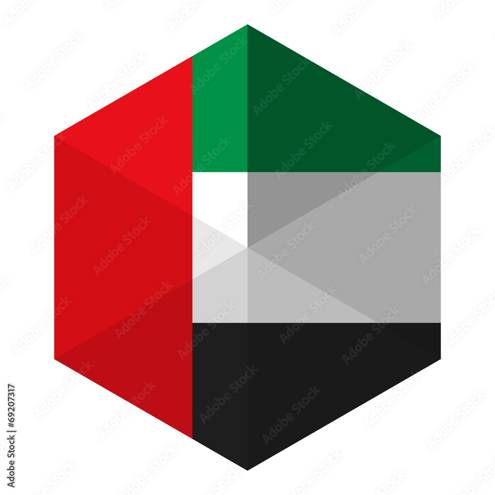 Emirates Flag Hexagon Flat Icon Button Emirates Flag Hexagon Flat Icon Button