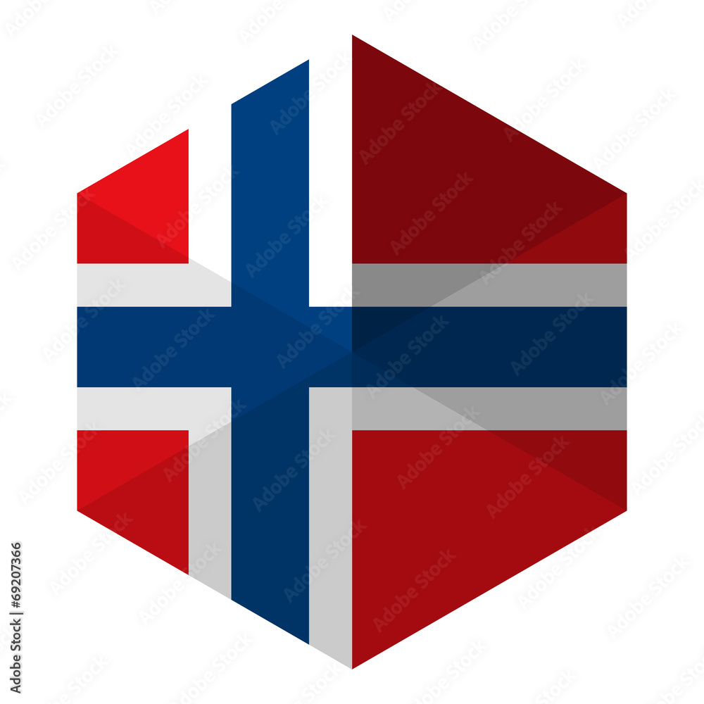 Naklejka premium Norway Flag Hexagon Flat Icon Button