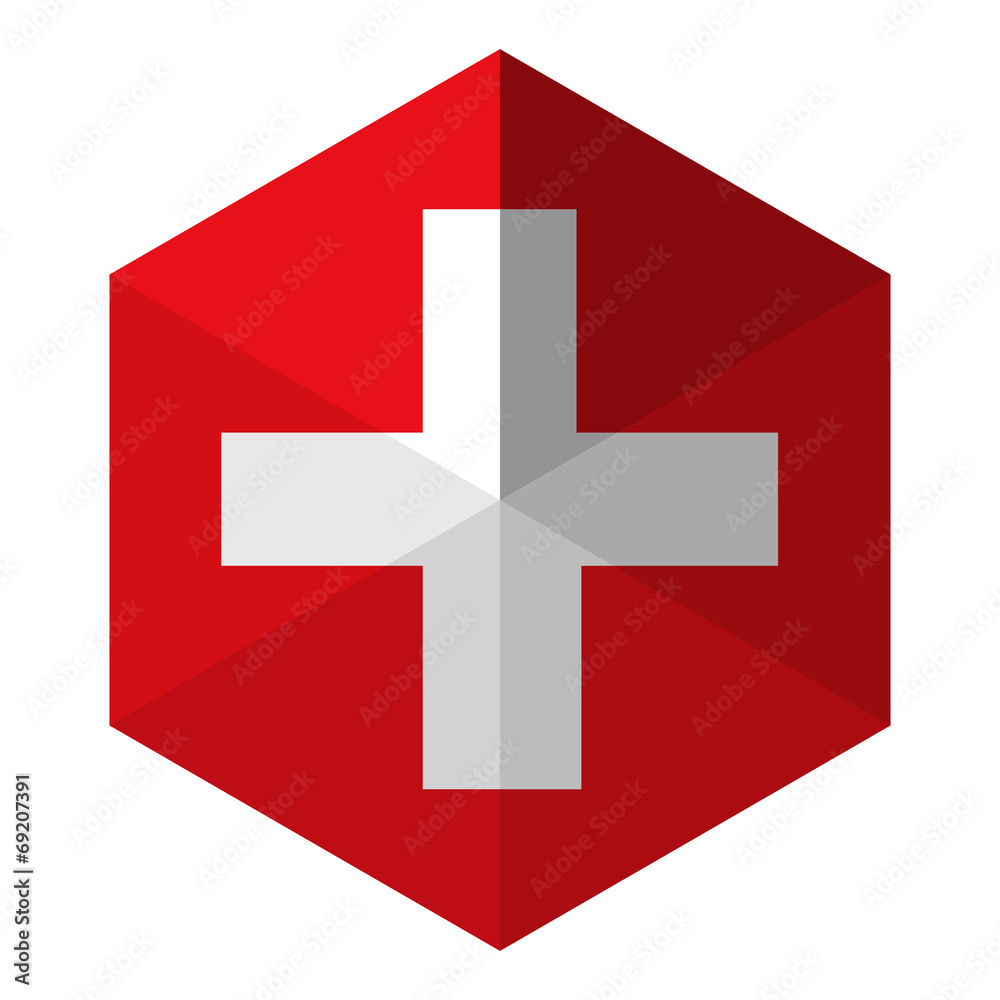 Obraz premium Switzerland Flag Hexagon Flat Icon Button