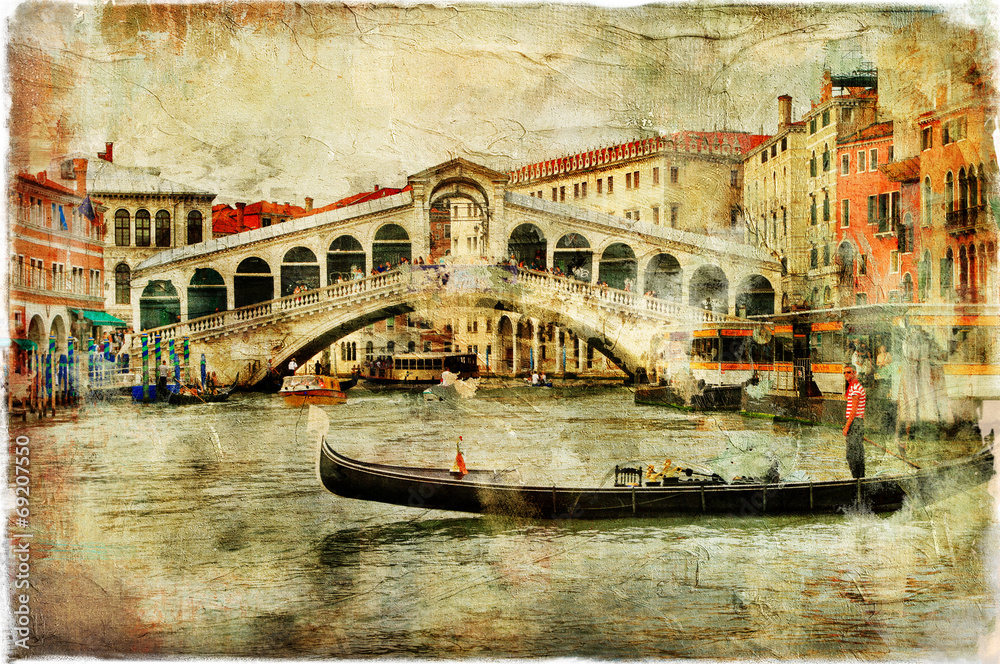 Naklejka premium Wenecja, most Rialto - obraz artystyczny