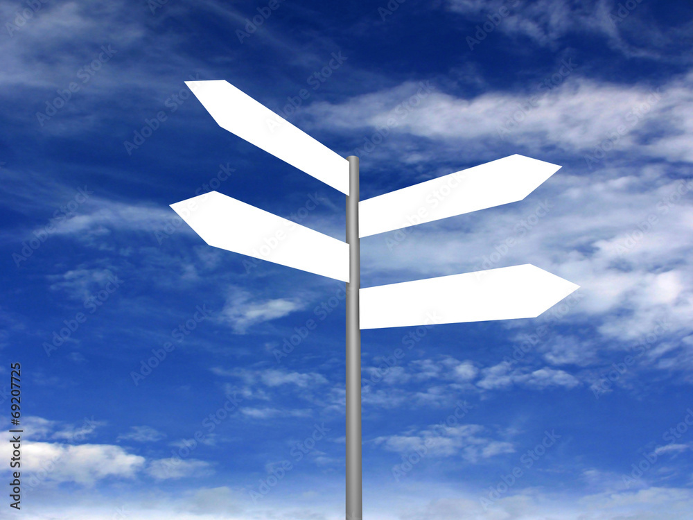 Signpost on beautiful background of blue sky. 3D render. Signpost on beautiful background of blue sky. 3D render.