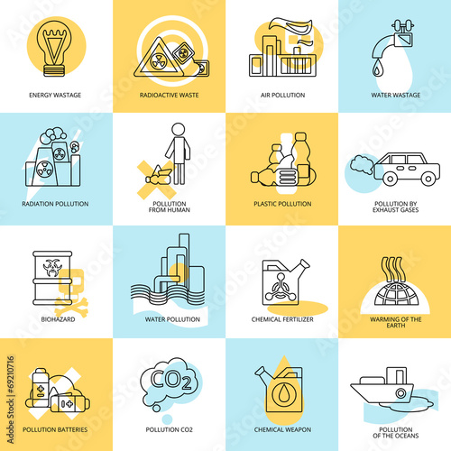 Pollution icon set