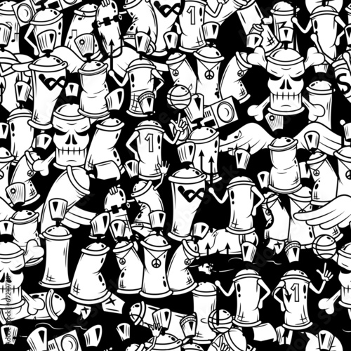 Graffiti spray can characters background