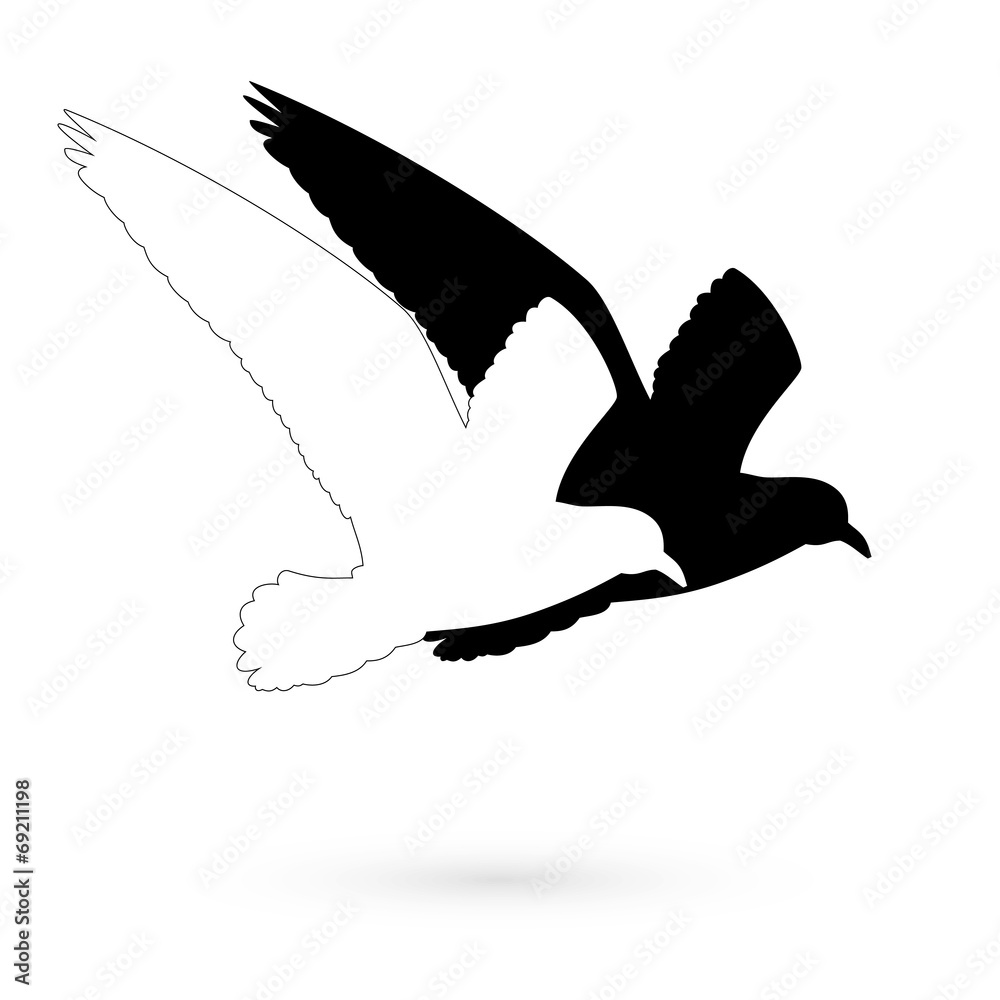 Fototapeta premium Stencil black and white bird. Raster