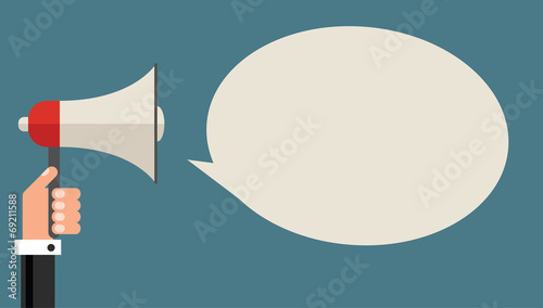 Megaphone and speech bubble, flat design vector