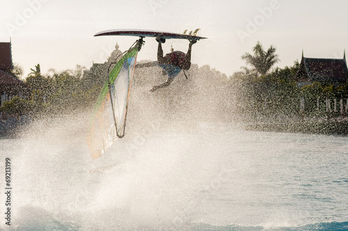 Windsurfing session in Siam park. PWA2014 Tenerife