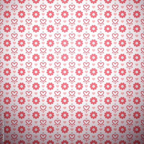 Abstract flower pattern wallpaper with hearts